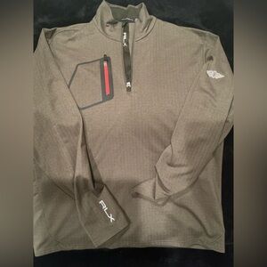 RLX Ralph Lauren Olive Green Men’s Houndstooth Quarter-Zip Pullover Size Large